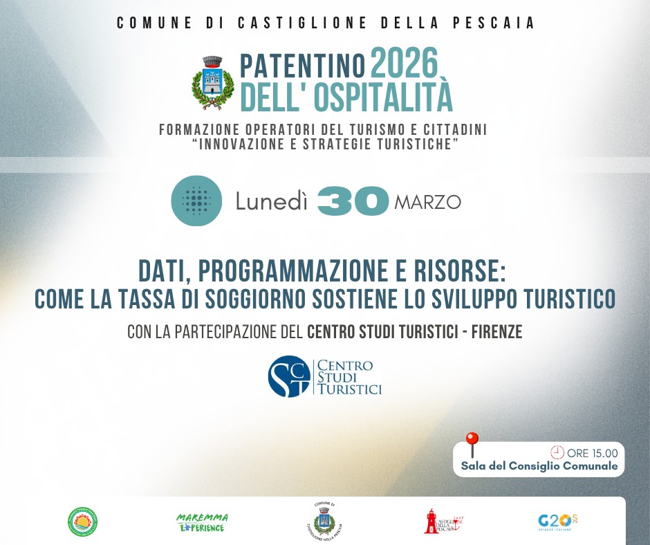 Dati, programmazione e risorse: Patentino ospitalità 2026 a Castiglione della Pescaia